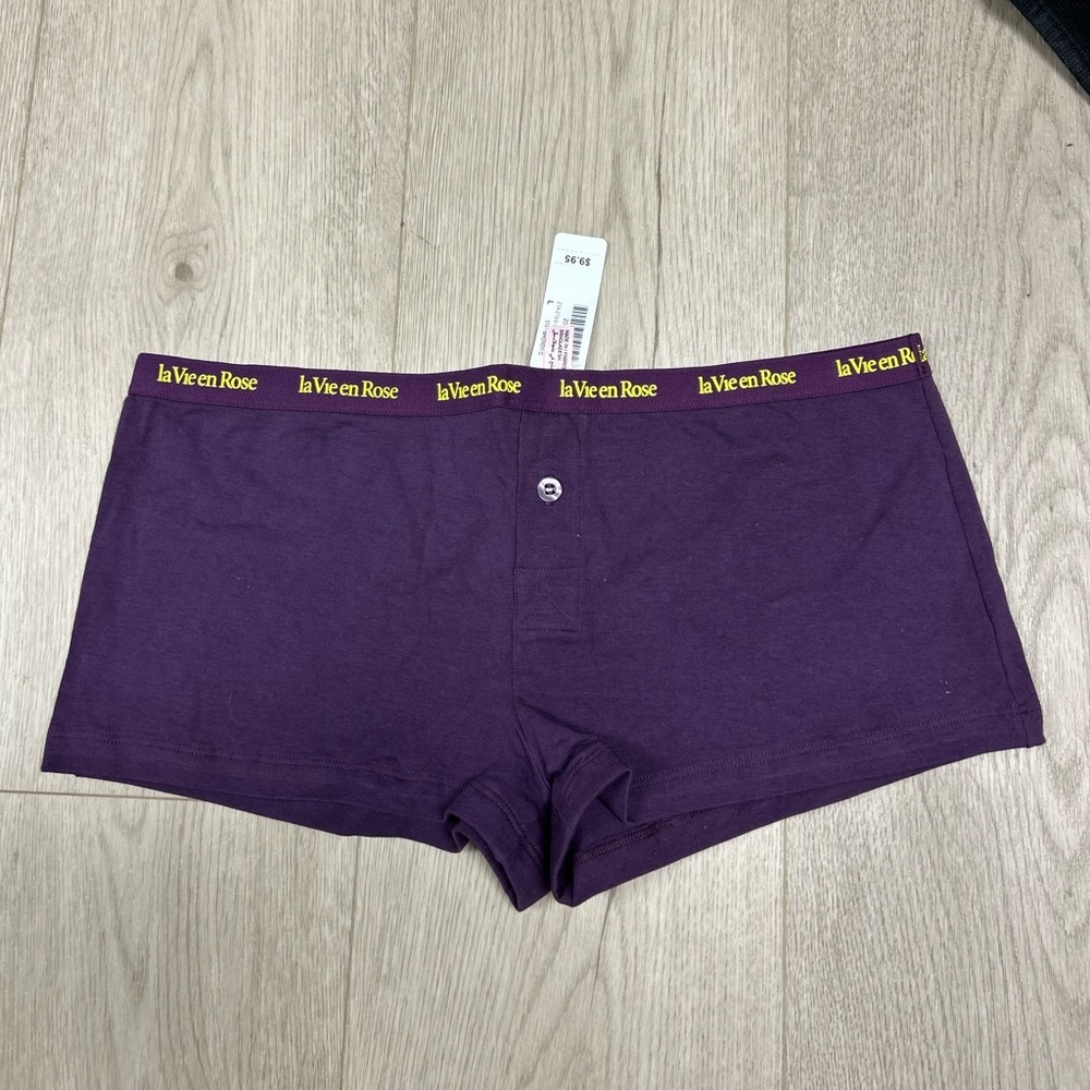 La Vie En Rose Women’s Purple Boxer Short Underwear‎ NWT